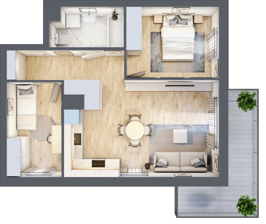 3 pokoje, mieszkanie 53,78 m², piętro 5, oferta nr 164, Nova Dworcowa Apartamenty, Mszczonów, ul. Dworcowa 40
