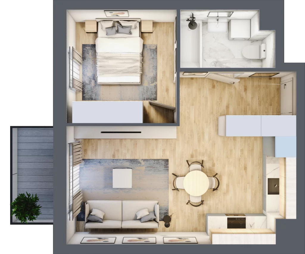 2 pokoje, mieszkanie 41,28 m², piętro 5, oferta nr 166, Nova Dworcowa Apartamenty, Mszczonów, ul. Dworcowa 40