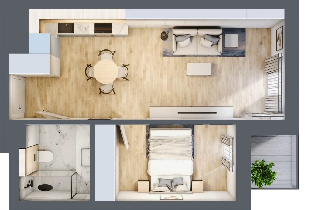 2 pokoje, mieszkanie 40,37 m², piętro 2, oferta nr C.1.12, Apartamenty Widok etap II, Skierniewice, Widok, ul. Armii Krajowej 63