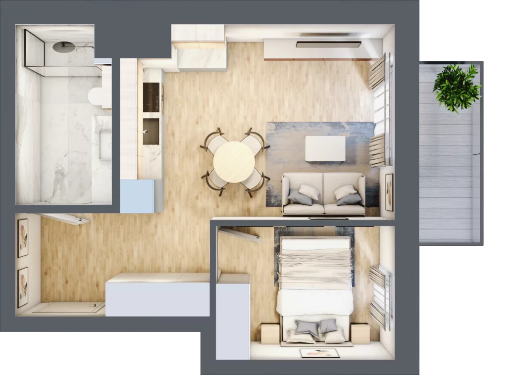 2 pokoje, mieszkanie 35,35 m², piętro 6, oferta nr C.5.50, Apartamenty Widok etap II, Skierniewice, Widok, ul. Armii Krajowej 63