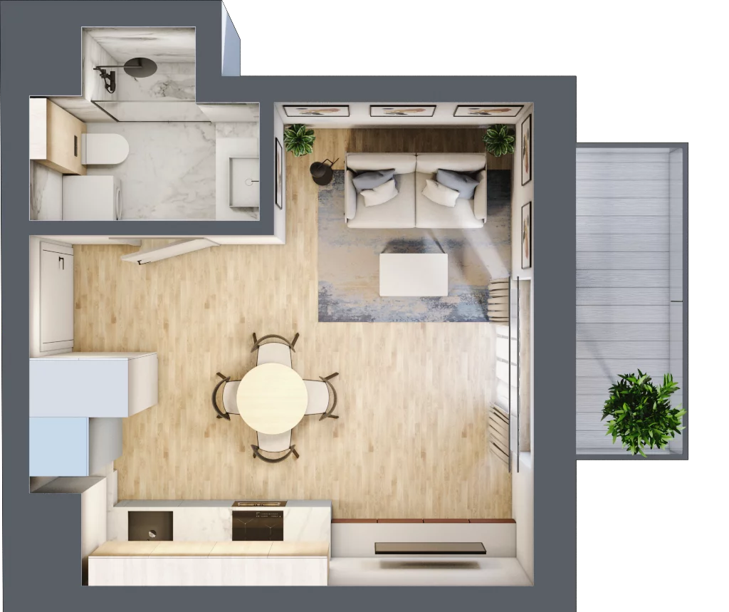 1 pokój, mieszkanie 24,98 m², piętro 7, oferta nr C.6.60, Apartamenty Widok etap II, Skierniewice, Widok, ul. Armii Krajowej 63
