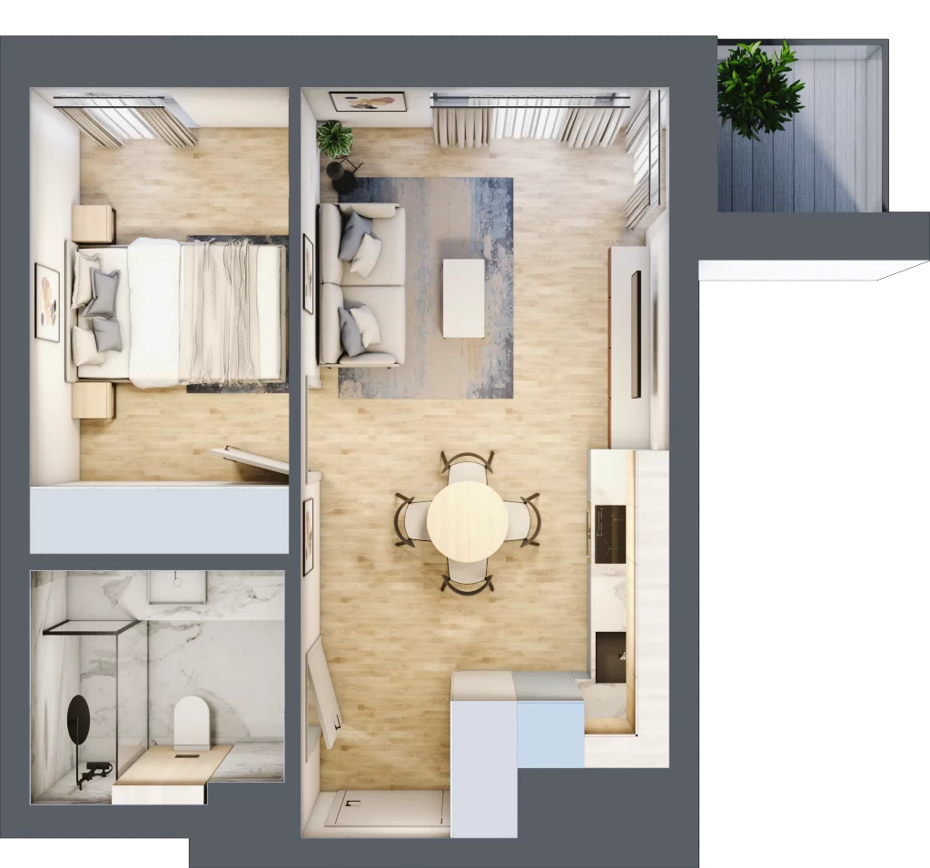 2 pokoje, mieszkanie 35,76 m², piętro 9, oferta nr C.8.76, Apartamenty Widok etap II, Skierniewice, Widok, ul. Armii Krajowej 63