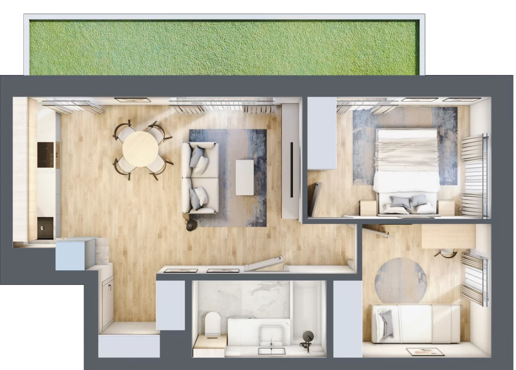 3 pokoje, mieszkanie 48,30 m², piętro 1, oferta nr D.0.7, Apartamenty Widok etap II, Skierniewice, Widok, ul. Armii Krajowej 63