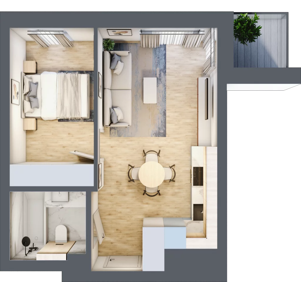 2 pokoje, mieszkanie 35,72 m², piętro 5, oferta nr D.4.40, Apartamenty Widok etap II, Skierniewice, Widok, ul. Armii Krajowej 63