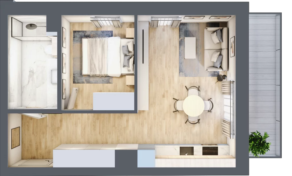2 pokoje, mieszkanie 38,02 m², piętro 5, oferta nr D.4.41, Apartamenty Widok etap II, Skierniewice, Widok, ul. Armii Krajowej 63