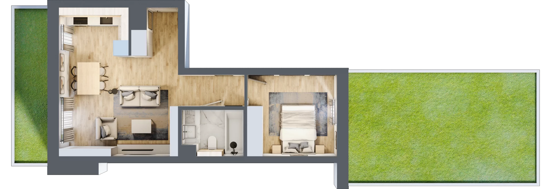 2 pokoje, mieszkanie 44,41 m², piętro 1, oferta nr E.0.26, Apartamenty Widok etap II, Skierniewice, Widok, ul. Armii Krajowej 63