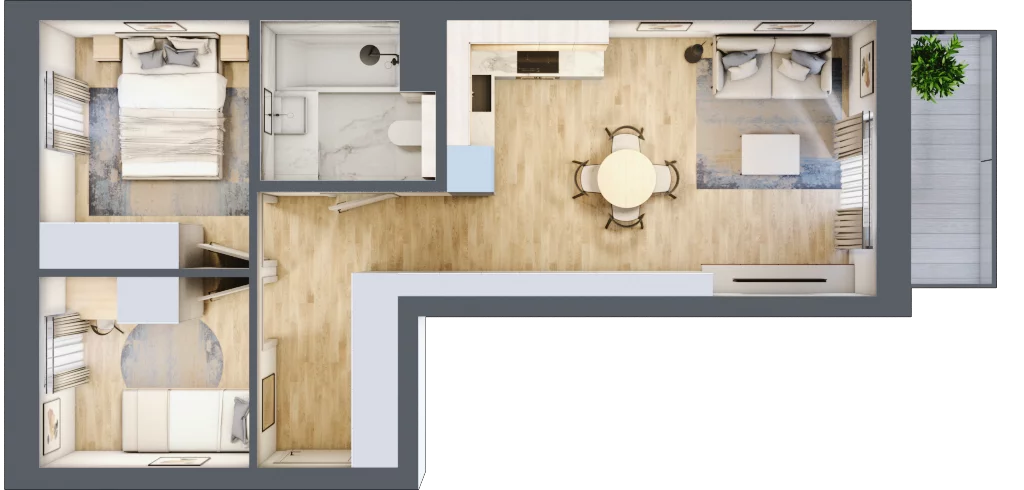 3 pokoje, mieszkanie 46,89 m², piętro 2, oferta nr E.1.27, Apartamenty Widok etap II, Skierniewice, Widok, ul. Armii Krajowej 63