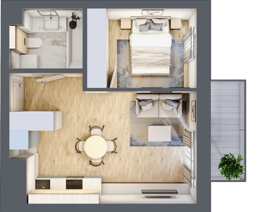 2 pokoje, mieszkanie 34,75 m², piętro 5, oferta nr E.4.40, Apartamenty Widok etap II, Skierniewice, Widok, ul. Armii Krajowej 63