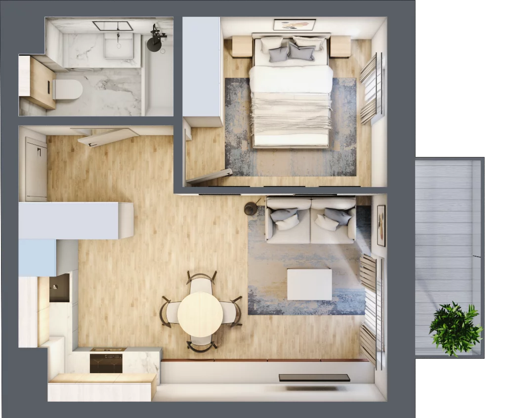 2 pokoje, mieszkanie 35,01 m², piętro 5, oferta nr E.4.41, Apartamenty Widok etap II, Skierniewice, Widok, ul. Armii Krajowej 63