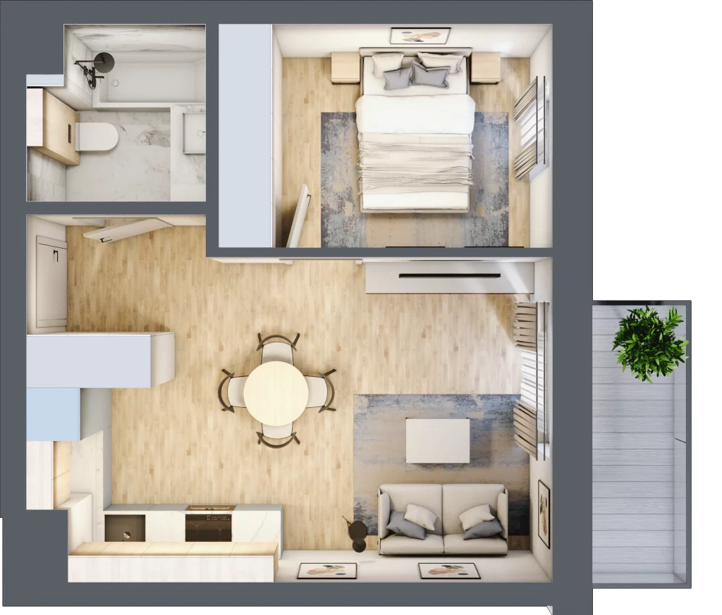2 pokoje, mieszkanie 35,63 m², piętro 5, oferta nr E.4.62, Apartamenty Widok etap II, Skierniewice, Widok, ul. Armii Krajowej 63