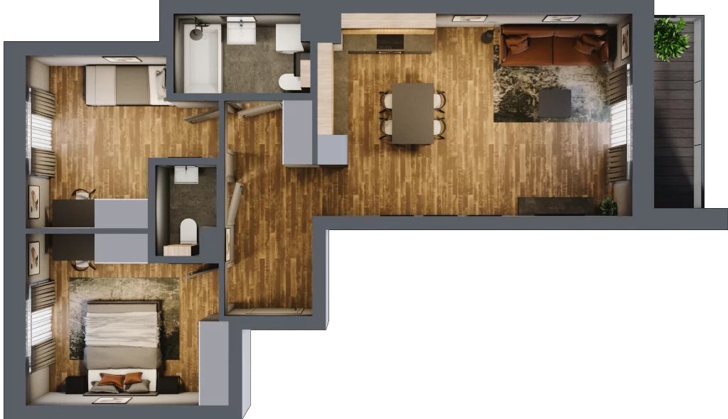3 pokoje, mieszkanie 64,49 m², piętro 1, oferta nr C8/2, Konstelacja etap II, Gdynia, Pogórze, ul. Paderewskiego