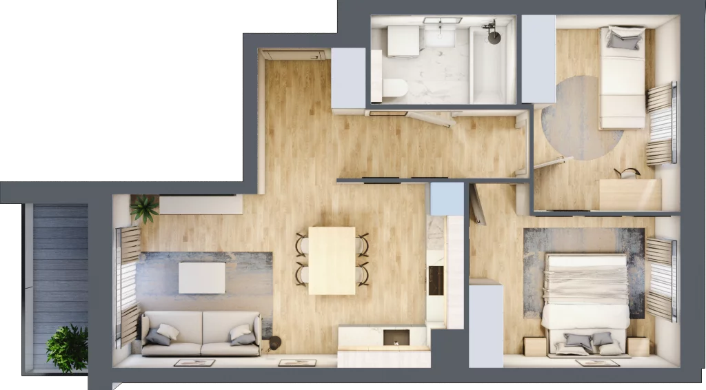 3 pokoje, mieszkanie 54,63 m², piętro 3, oferta nr B4/46, Osiedle przy Błoniach 3 - etap II, Rumia, Janowo, ul. Błoń Janowskich