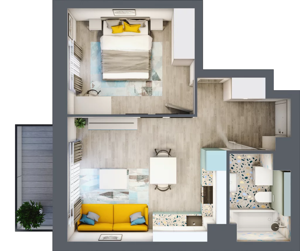2 pokoje, mieszkanie 38,06 m², piętro 3, oferta nr B1/66, Locus 2 - etap I, Rumia, Janowo, ul. Dąbrowskiego