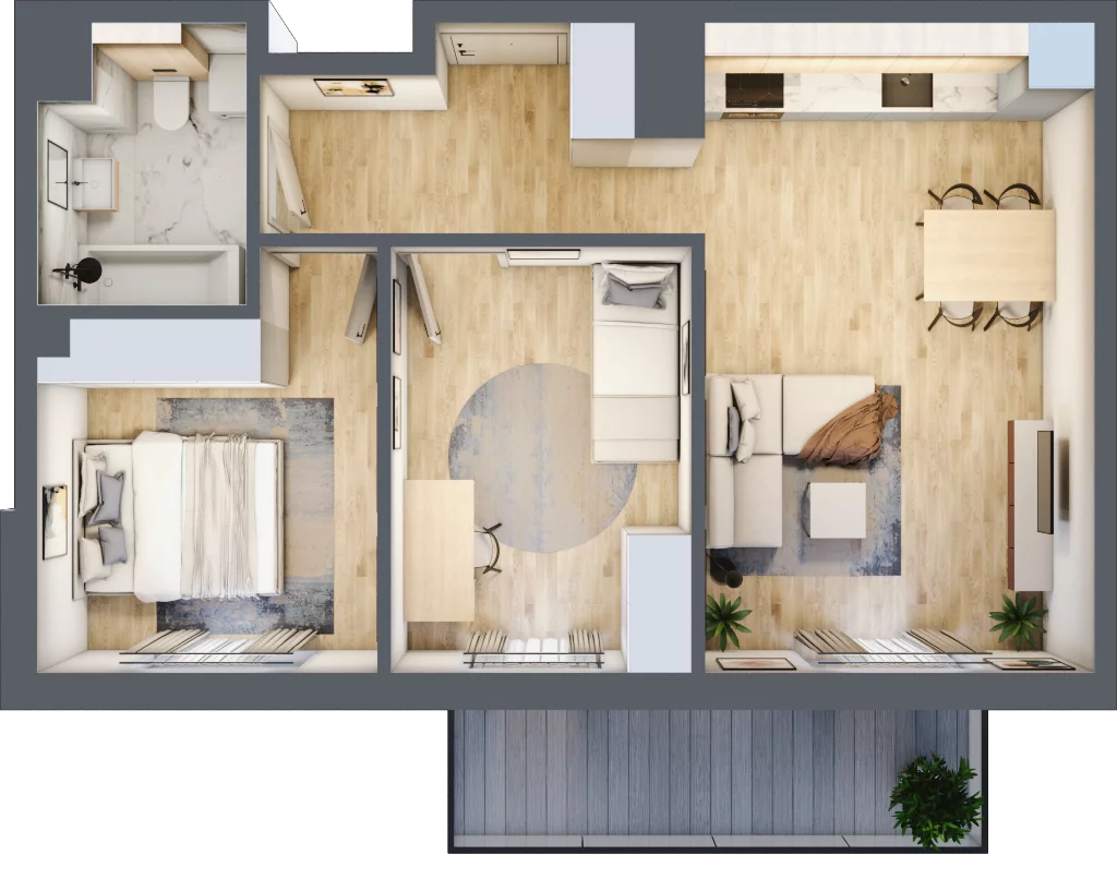 3 pokoje, mieszkanie 54,09 m², piętro 4, oferta nr CZ1.A40, Nowa Czernica CZ1, Czernica, ul. Wojska Polskiego 13