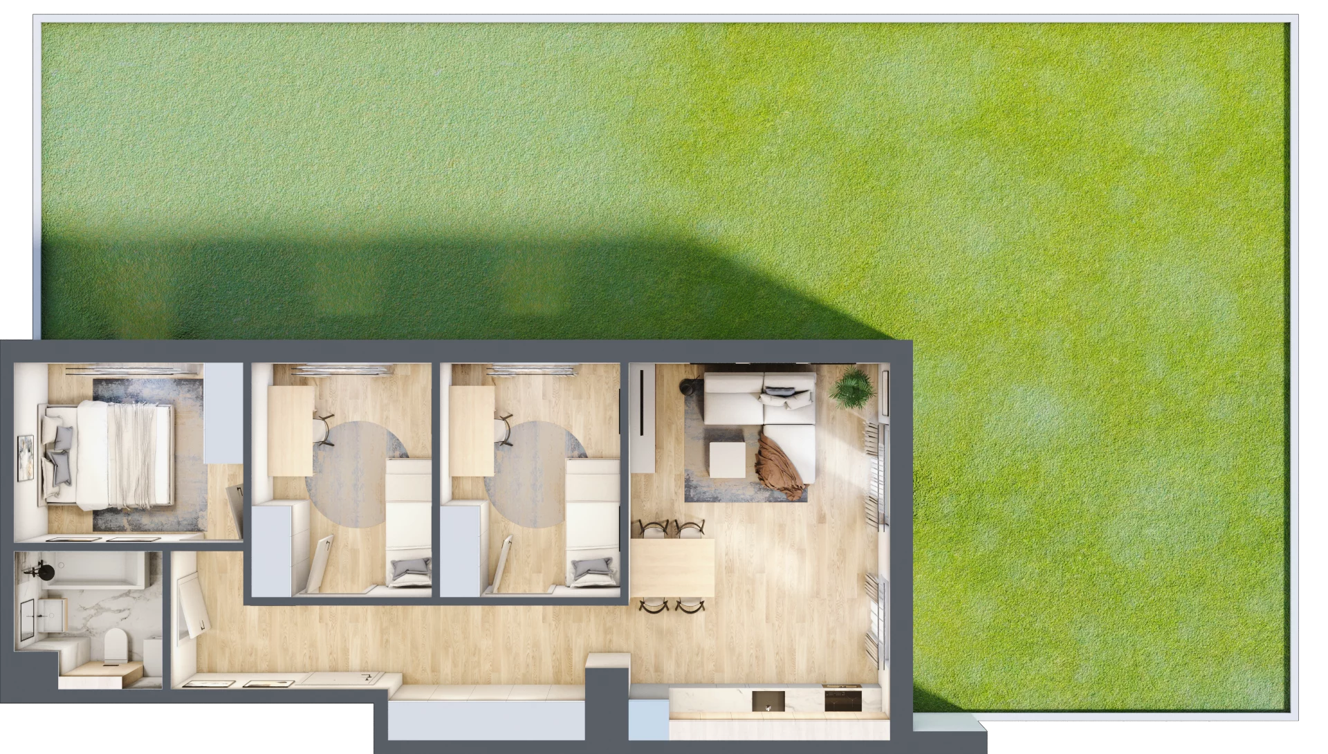 4 pokoje, mieszkanie 65,48 m², parter, oferta nr CZ1.B55, Nowa Czernica CZ1, Czernica, ul. Wojska Polskiego 13