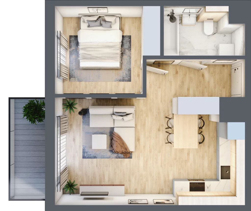 2 pokoje, mieszkanie 42,68 m², piętro 2, oferta nr CZ1.B68, Nowa Czernica CZ1, Czernica, ul. Wojska Polskiego 13