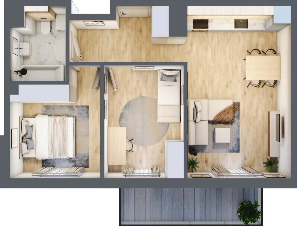 3 pokoje, mieszkanie 54,19 m², piętro 1, oferta nr CZ1.A16, Nowa Czernica CZ1, Czernica, ul. Wojska Polskiego 13
