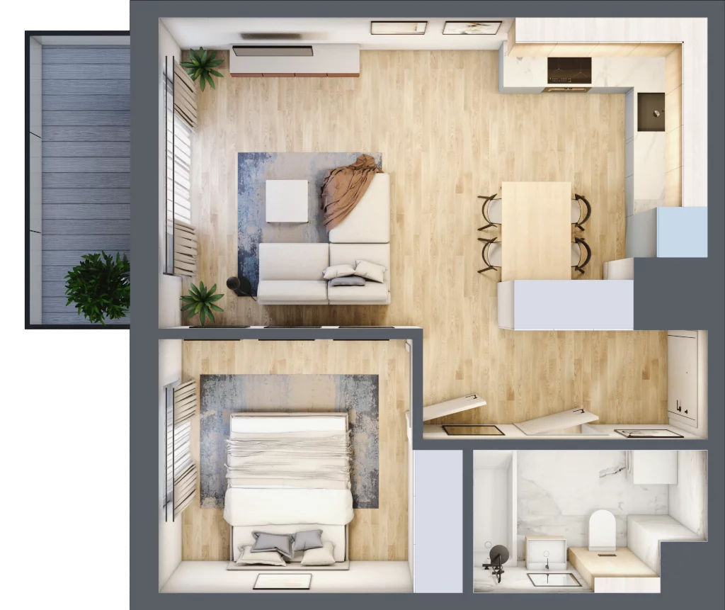 2 pokoje, mieszkanie 42,66 m², piętro 5, oferta nr CZ1.A45, Nowa Czernica CZ1, Czernica, ul. Wojska Polskiego 13