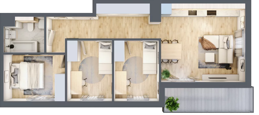 4 pokoje, mieszkanie 65,18 m², piętro 4, oferta nr CZ1.B88, Nowa Czernica CZ1, Czernica, ul. Wojska Polskiego 13