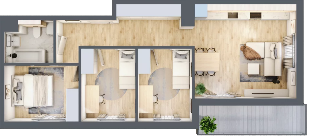 4 pokoje, mieszkanie 65,38 m², piętro 1, oferta nr CZ1.B64, Nowa Czernica CZ1, Czernica, ul. Wojska Polskiego 13