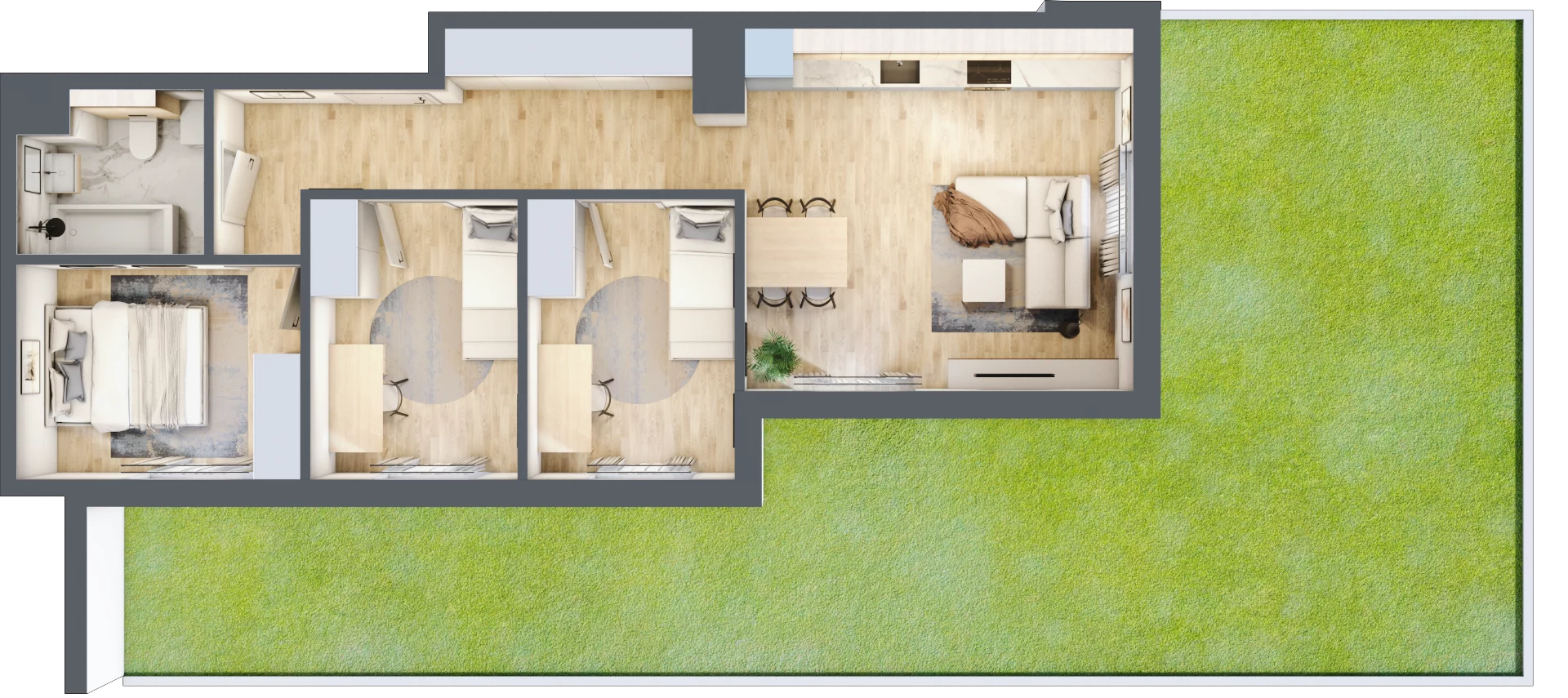 4 pokoje, mieszkanie 65,26 m², parter, oferta nr CZ1.B56, Nowa Czernica CZ1, Czernica, ul. Wojska Polskiego 13