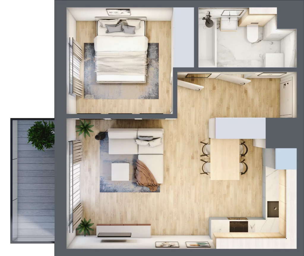 2 pokoje, mieszkanie 42,72 m², piętro 3, oferta nr CZ1.B76, Nowa Czernica CZ1, Czernica, ul. Wojska Polskiego 13