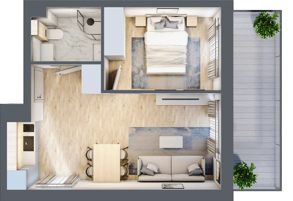 2 pokoje, mieszkanie 34,18 m², piętro 1, oferta nr J16, Jasna, Międzywodzie, ul. Jasna 1