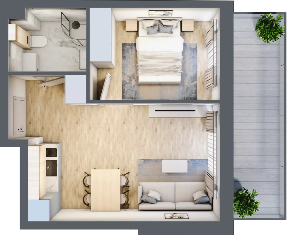 2 pokoje, apartament inwestycyjny 33,38 m², piętro 2, oferta nr J38, Jasna, Międzywodzie, ul. Jasna 1