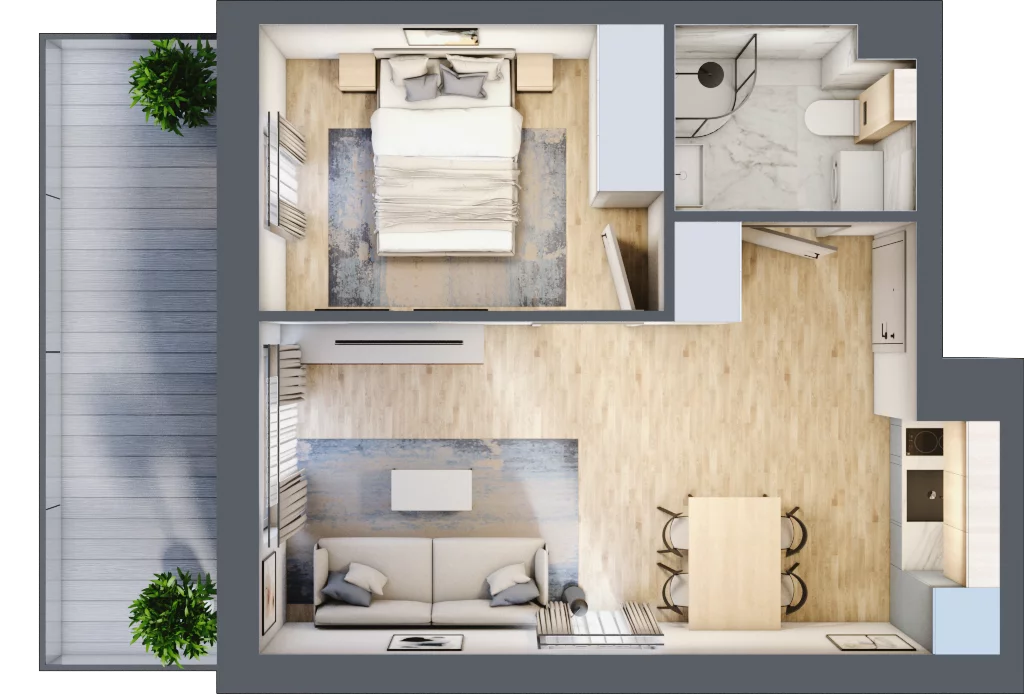 2 pokoje, mieszkanie 34,29 m², piętro 1, oferta nr J17, Jasna, Międzywodzie, ul. Jasna 1