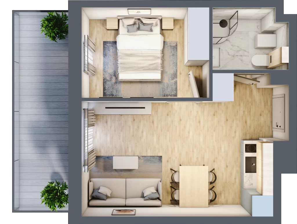 2 pokoje, apartament inwestycyjny 33,30 m², piętro 1, oferta nr J22, Jasna, Międzywodzie, ul. Jasna 1