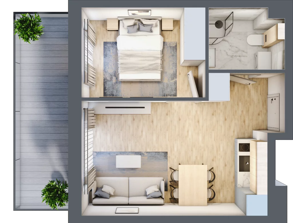 2 pokoje, apartament inwestycyjny 32,70 m², piętro 2, oferta nr J33, Jasna, Międzywodzie, ul. Jasna 1