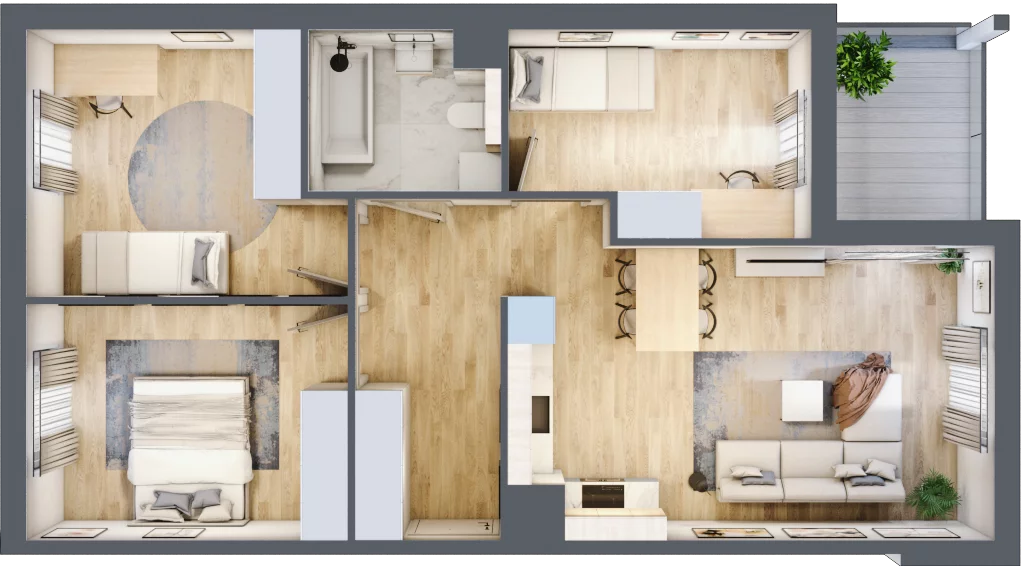 4 pokoje, mieszkanie 70,16 m², piętro 2, oferta nr CZ3.14, Nowa Czernica CZ3, Czernica, ul. Wojska Polskiego 15