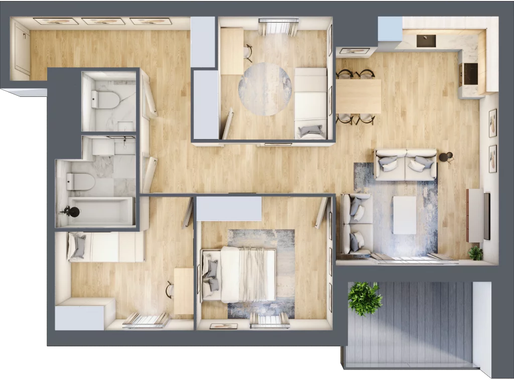 4 pokoje, mieszkanie 75,36 m², piętro 3, oferta nr C310, Enklawa Ursynów, Warszawa, Ursynów, Wyczółki, ul. Kłobucka 23A