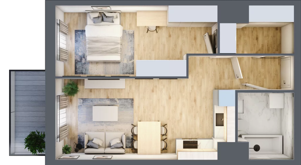 2 pokoje, mieszkanie 46,82 m², piętro 4, oferta nr C402, Enklawa Ursynów, Warszawa, Ursynów, Wyczółki, ul. Kłobucka 23A
