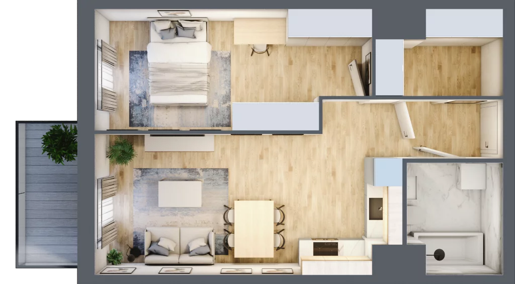 2 pokoje, mieszkanie 47,19 m², piętro 4, oferta nr C403, Enklawa Ursynów, Warszawa, Ursynów, Wyczółki, ul. Kłobucka 23A