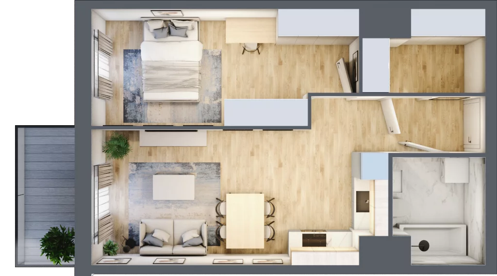 2 pokoje, mieszkanie 47,19 m², piętro 4, oferta nr C404, Enklawa Ursynów, Warszawa, Ursynów, Wyczółki, ul. Kłobucka 23A