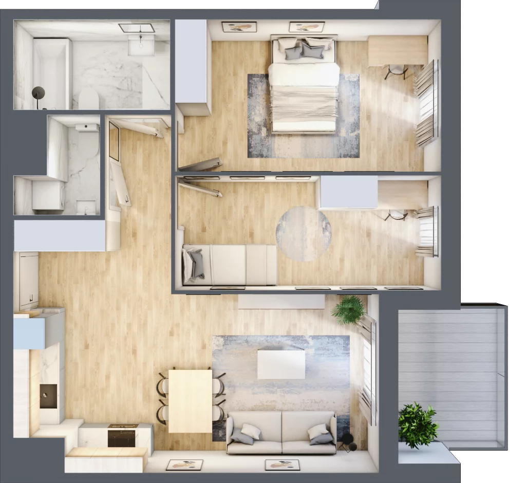 3 pokoje, mieszkanie 65,02 m², piętro 4, oferta nr C407, Enklawa Ursynów, Warszawa, Ursynów, Wyczółki, ul. Kłobucka 23A