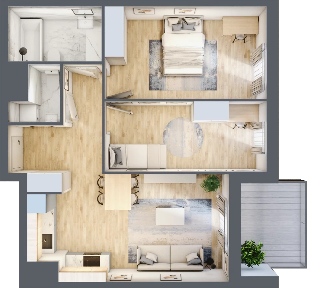 3 pokoje, mieszkanie 63,30 m², piętro 4, oferta nr C408, Enklawa Ursynów, Warszawa, Ursynów, Wyczółki, ul. Kłobucka 23A