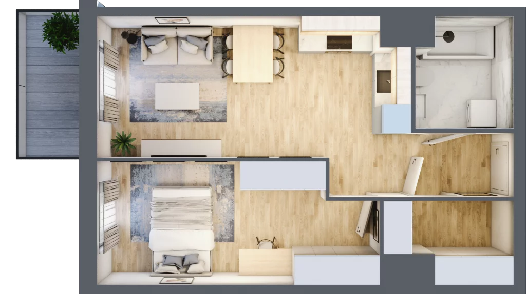 2 pokoje, mieszkanie 46,83 m², piętro 5, oferta nr C502, Enklawa Ursynów, Warszawa, Ursynów, Wyczółki, ul. Kłobucka 23A