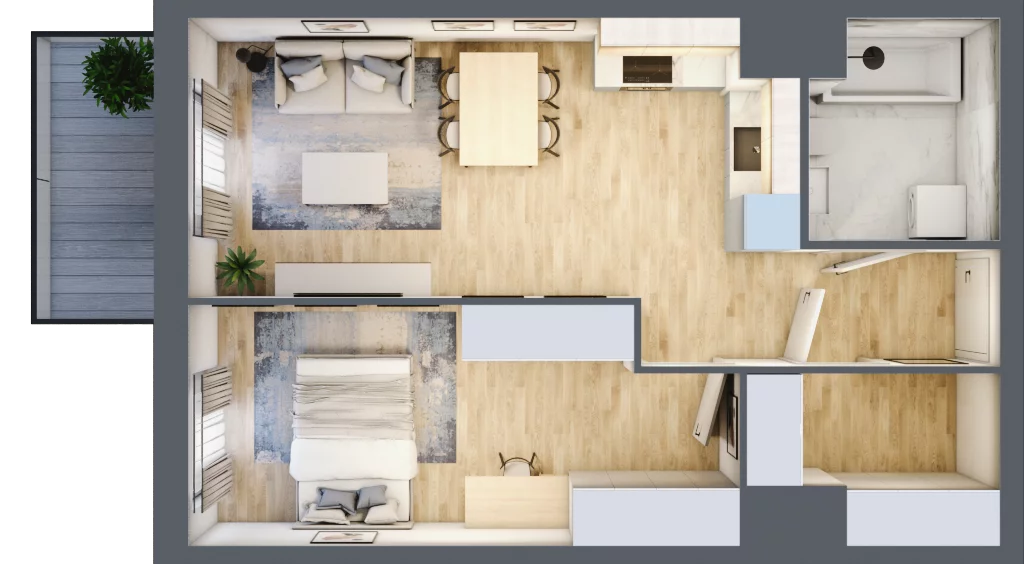 2 pokoje, mieszkanie 47,19 m², piętro 5, oferta nr C503, Enklawa Ursynów, Warszawa, Ursynów, Wyczółki, ul. Kłobucka 23A