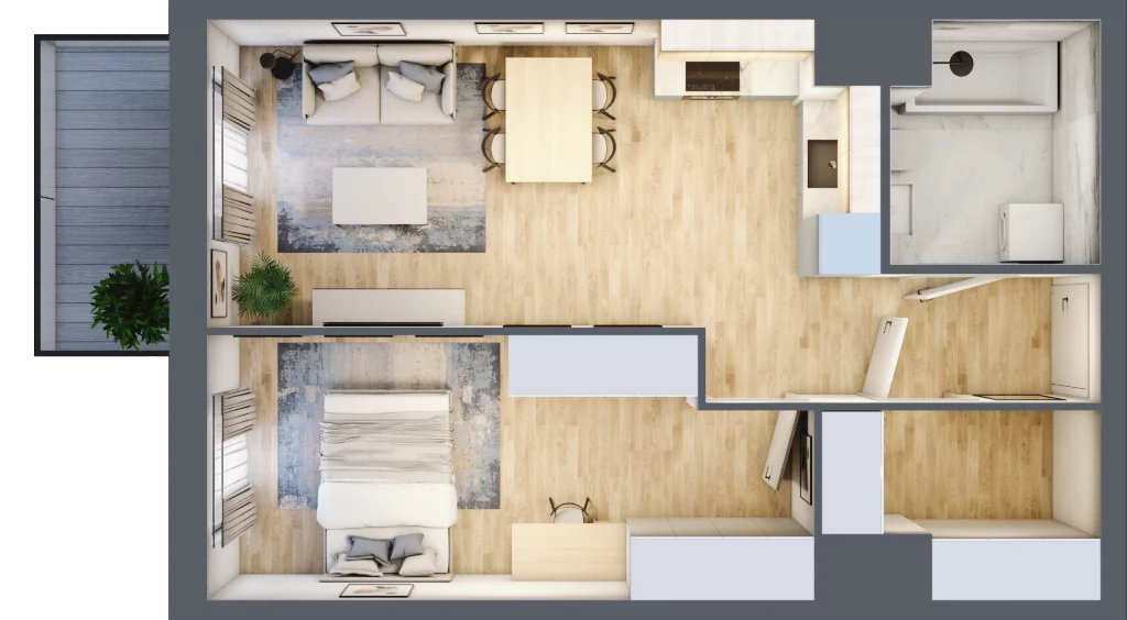 2 pokoje, mieszkanie 47,19 m², piętro 5, oferta nr C504, Enklawa Ursynów, Warszawa, Ursynów, Wyczółki, ul. Kłobucka 23A