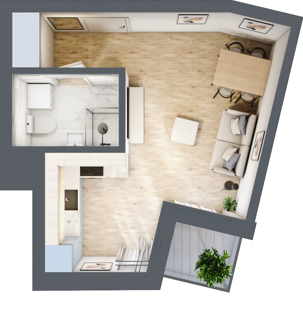 1 pokój, mieszkanie 26,44 m², piętro 4, oferta nr B56, Przystań Żerań, Warszawa, Białołęka, Żerań, ul. Morelowa 13