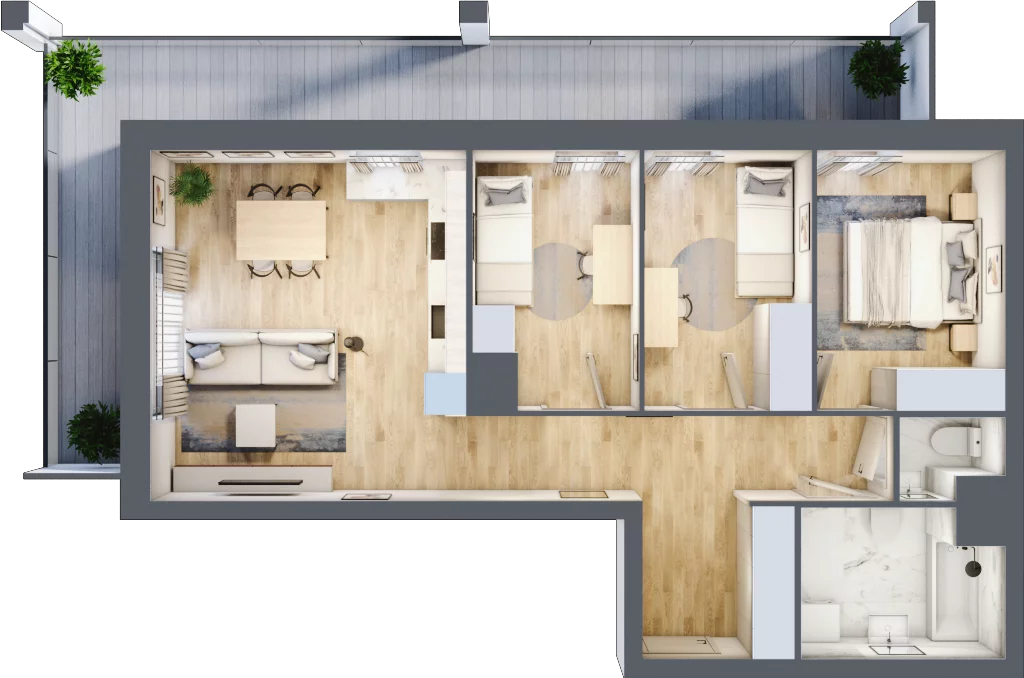 4 pokoje, mieszkanie 70,54 m², piętro 5, oferta nr B1, Warszawski Świt Etap VIII, Warszawa, Targówek, Bródno, ul. Warszawski Świt 5