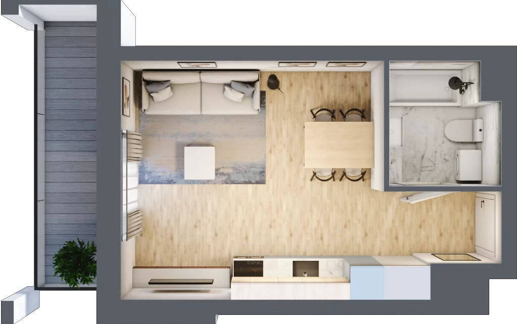 1 pokój, mieszkanie 27,66 m², piętro 5, oferta nr B1, Warszawski Świt Etap VIII, Warszawa, Targówek, Bródno, ul. Warszawski Świt 5