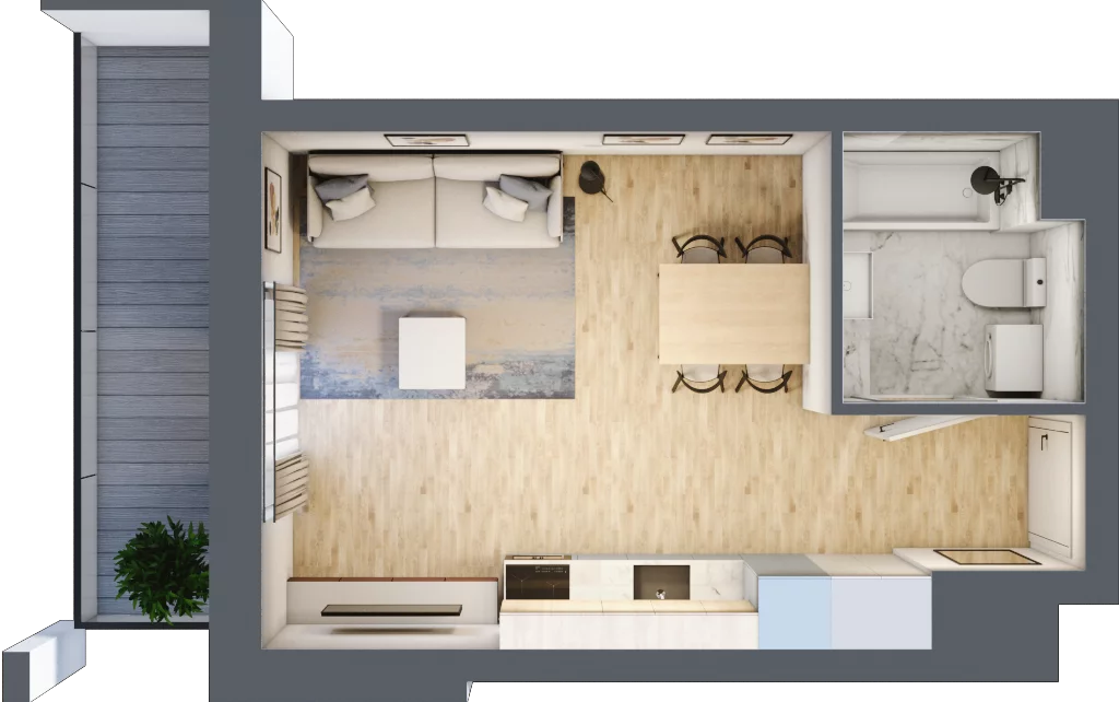 1 pokój, mieszkanie 27,66 m², piętro 6, oferta nr B1, Warszawski Świt Etap VIII, Warszawa, Targówek, Bródno, ul. Warszawski Świt 5