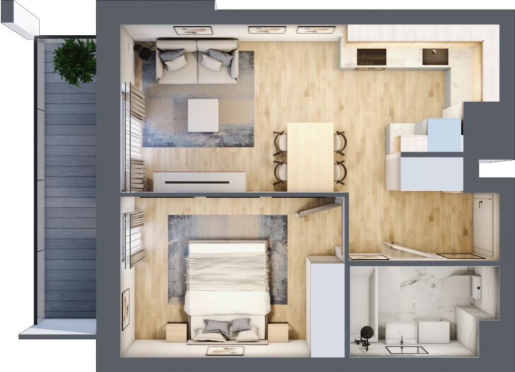 2 pokoje, mieszkanie 38,49 m², piętro 7, oferta nr B1, Warszawski Świt Etap VIII, Warszawa, Targówek, Bródno, ul. Warszawski Świt 5