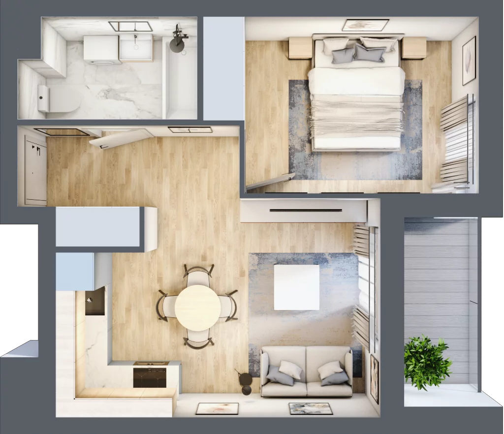 2 pokoje, mieszkanie 37,38 m², piętro 5, oferta nr E2-A047, Warszawski Świt Etap XI, Warszawa, Targówek, Bródno, ul. Warszawski Świt