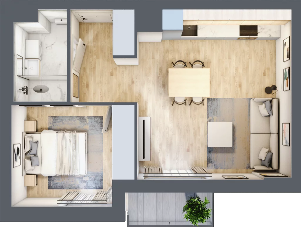 2 pokoje, mieszkanie 41,05 m², piętro 1, oferta nr E2-A006, Warszawski Świt Etap XI, Warszawa, Targówek, Bródno, ul. Warszawski Świt