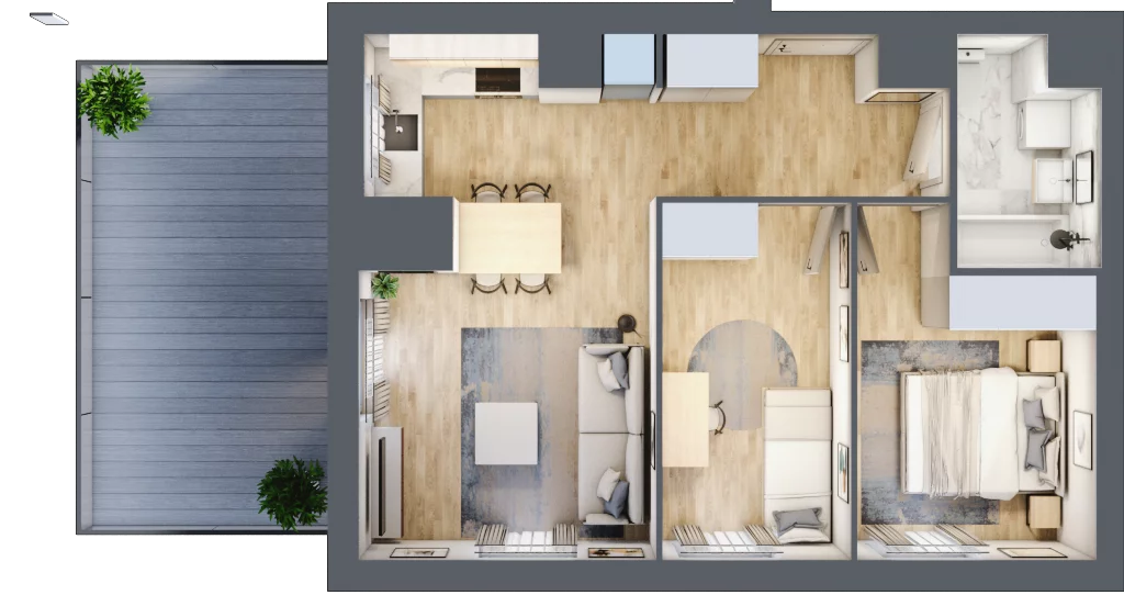 3 pokoje, mieszkanie 52,48 m², piętro 6, oferta nr E2-C145, Warszawski Świt Etap XI, Warszawa, Targówek, Bródno, ul. Warszawski Świt