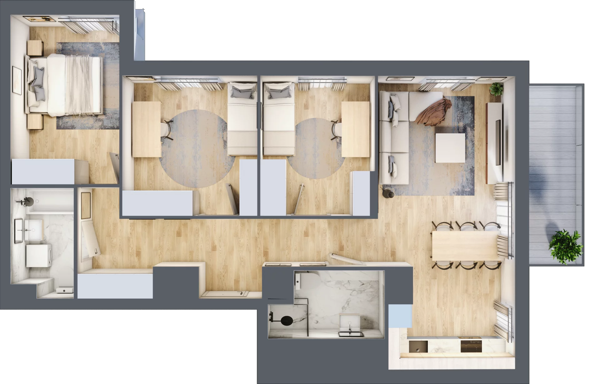 4 pokoje, mieszkanie 82,37 m², piętro 7, oferta nr E2-B115, Warszawski Świt Etap XI, Warszawa, Targówek, Bródno, ul. Warszawski Świt